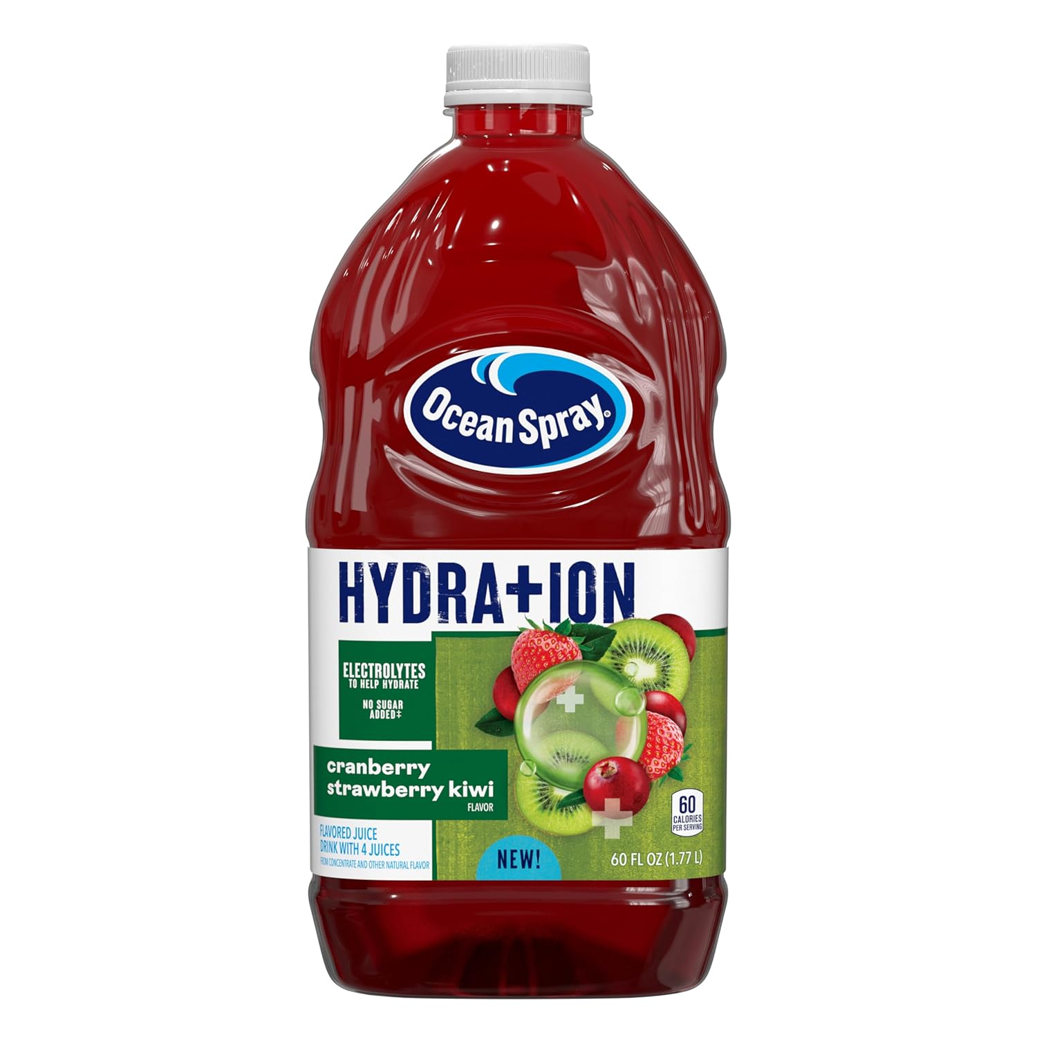 Ocean Spray® Hydration Cranberry Strawberry Kiwi Juice Drink, Hydration Support Beverage with Electrolytes, 60 Fl Oz Bottle