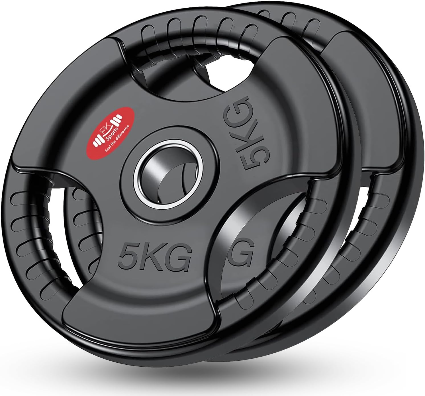 FK Sports Olympic Weight Plates with Rubber Finish – Cast Iron Core, Tri-Grip Design, 2" Opening, Barbell Weight Set for Home & Gym Strength Training – 2.5kg, 5kg, 15kg, 20kg, 25kg Pairs