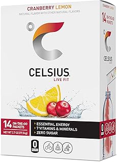 CELSIUS® On-the-Go Powder Sticks Cranberry Lemon, Essential Energy 2.6 Oz (14 Sticks per Pack) Packaging may vary