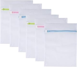 Mesh Laundry Bags 6-Pack Medium 16 x 12 Inch Laundry Wash Bag Colorful Zipper for Delicates, Blouse, Hosiery, Stocking, Underwear, Bra Lingerie, Sweater, Travel Storage Bag