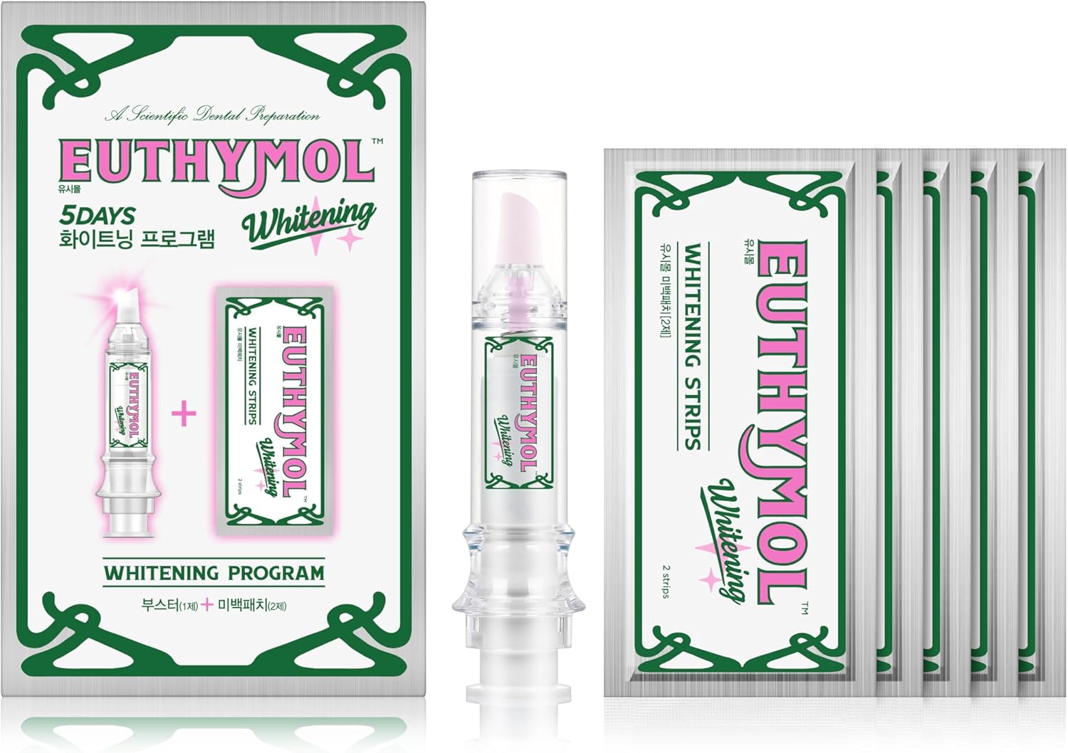 Euthymol Teeth Whitening Program Kit- Booster Gel (0.16 Fl oz) & Strips (5 Count), Visibly Whiter Teeth in Just 5 Days, Remove Coffee Stain, Oral Care