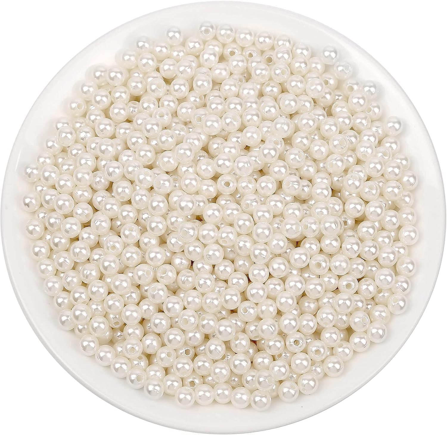Anezus 1000PCS Ivory Artificial Pearls, 6mm Small With Holes for Jewelry Making, Bracelets, Necklaces, Hair, Crafting, Decoration