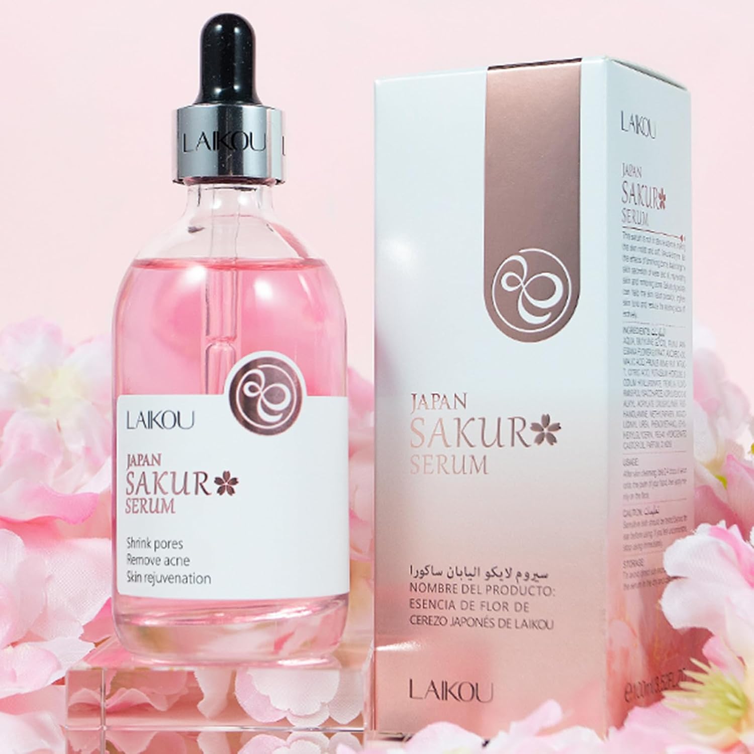 LAIKOU Face Serum, JAPAN Sakura Serum for Face with Vitamin C & Niacinamide, Anti-Aging, Wrinkles, Dark Spots for Uneven Skin Tone & Dull Skin, Facial Skin Care for Women 100ml