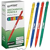 EXTRIC Mechanical Pencils 0.7 mm with Erasers, Medium Point Lead, HB number 2, Assorted Barrels, 24-Count Pack, Perfect for Writing and Drawing