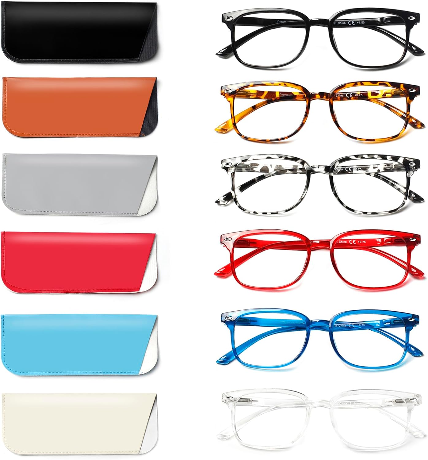 Kerecsen 6 Pack Reading Glasses for Women and Men Blue Light Blocking, Spring Hinge Lightweight Anti Glare Computer Readers