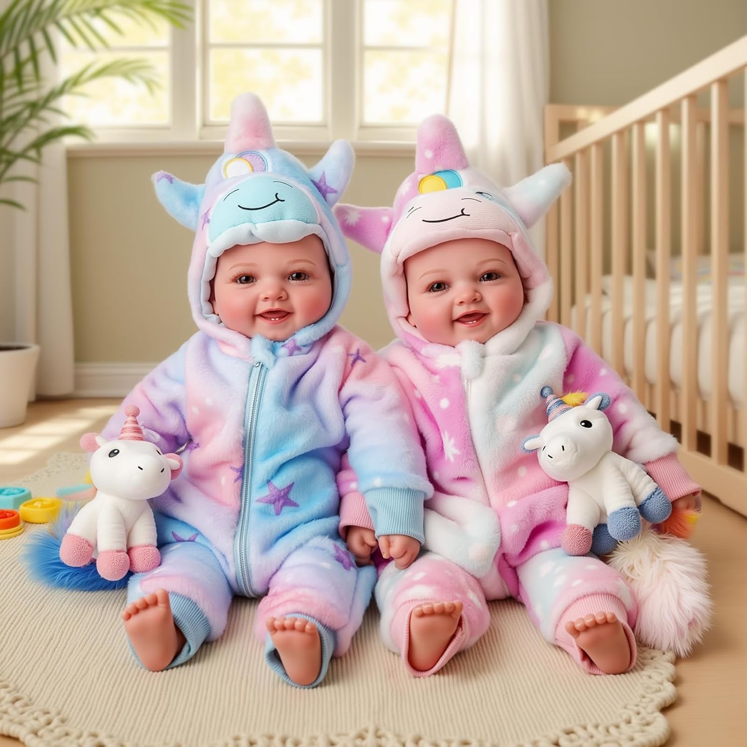 BABESIDE Twin Baby Dolls Boy and Girl - 17-inch Realistic Newborn Dolls with Soft Cloth Body - Lifelike Baby Dolls for Pretend Play - Age 18 Months to 5 Years