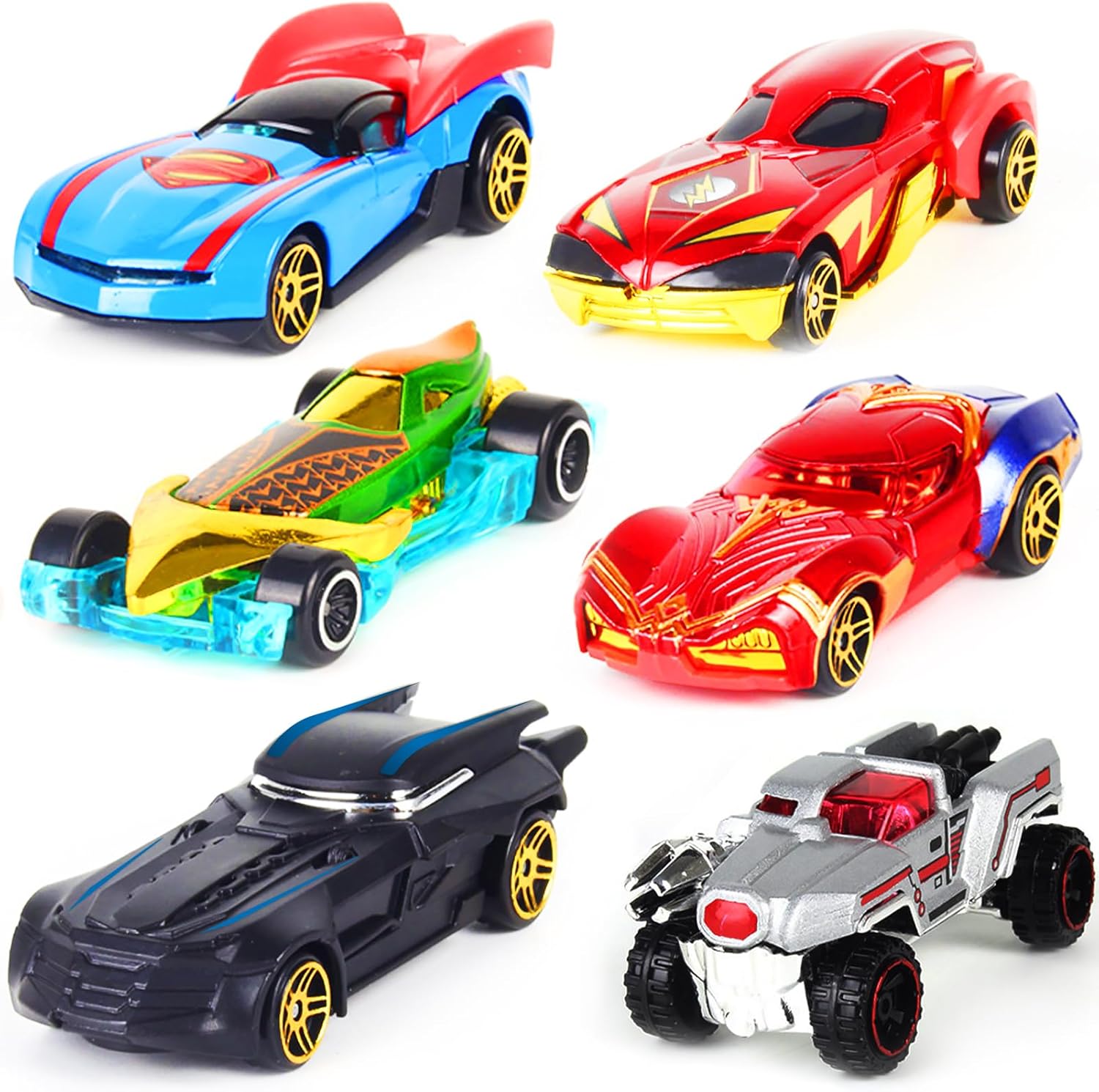 Aonuily Spider Wheels Car, 6Pcs Hero Car Toy Avengers Marvel Car Toys Mini Marvel Toys for Kids Birthday Gift (Hero Car 2)
