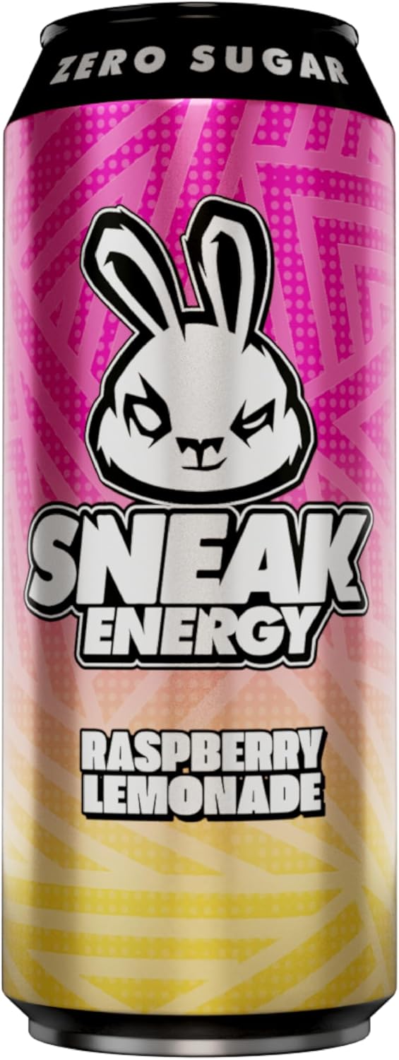 SNEAK Energy Drink Cans | Raspberry Lemonade with Brainberry | No Sugar. No Junk. Just Natural Caffeine, Focus-Boosting Nootropics in a Can | 500ml x 12
