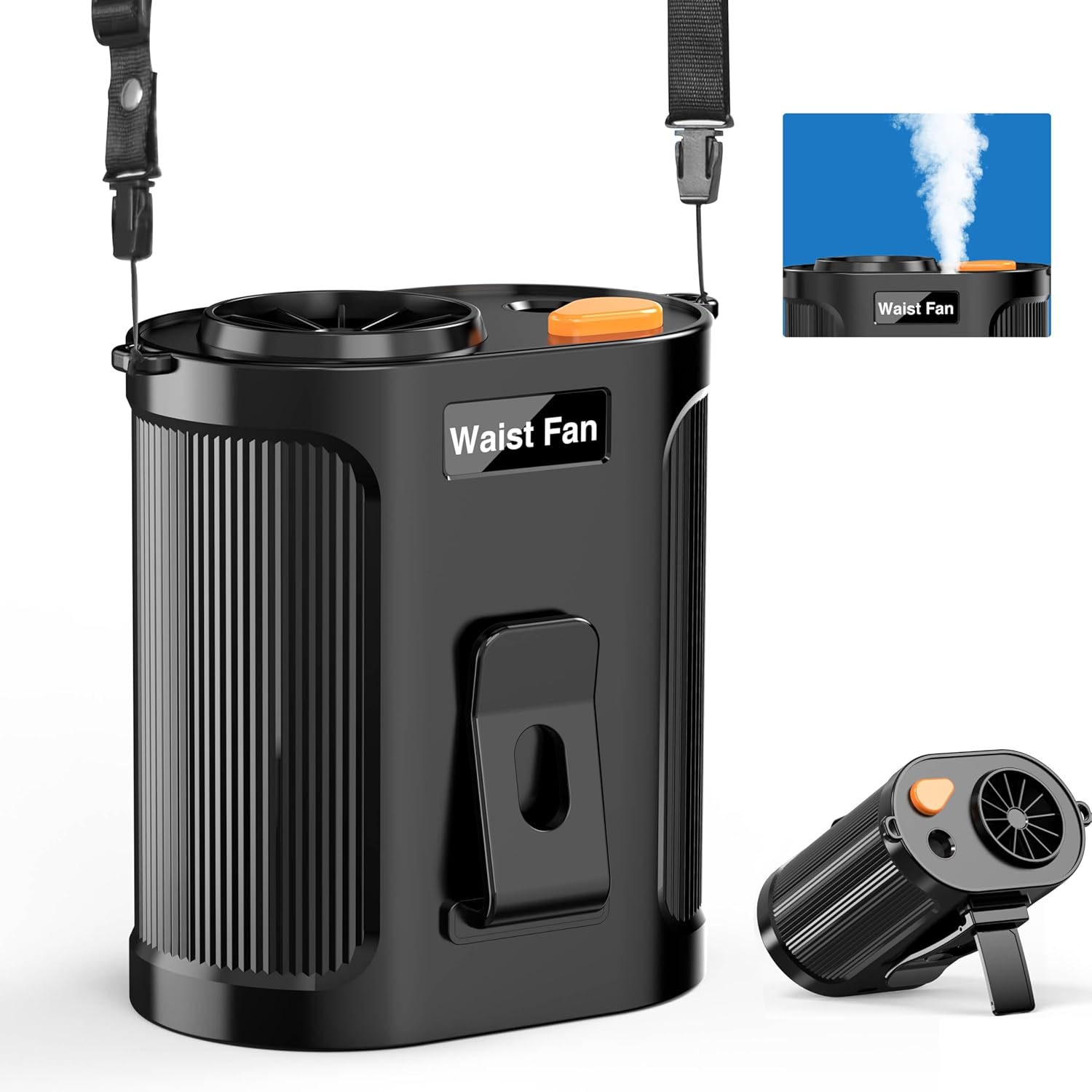 Portable Waist Fan with Mist Spray Portable Misting Fan Clip on Wearable Belt Shirt Body Hand-Free Rechargeable Battery Operated 5 Speed Cooling for Outdoor Camping Travel