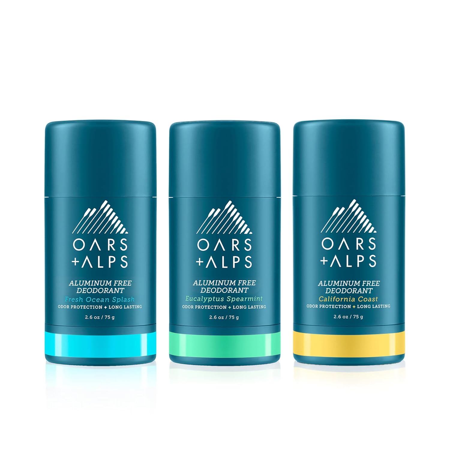 Oars + Alps Aluminum Free Deodorant for Men and Women, Dermatologist Tested and Made with Clean Ingredients, Travel Size, Variety, 3 Pack, 2.6 Oz Each