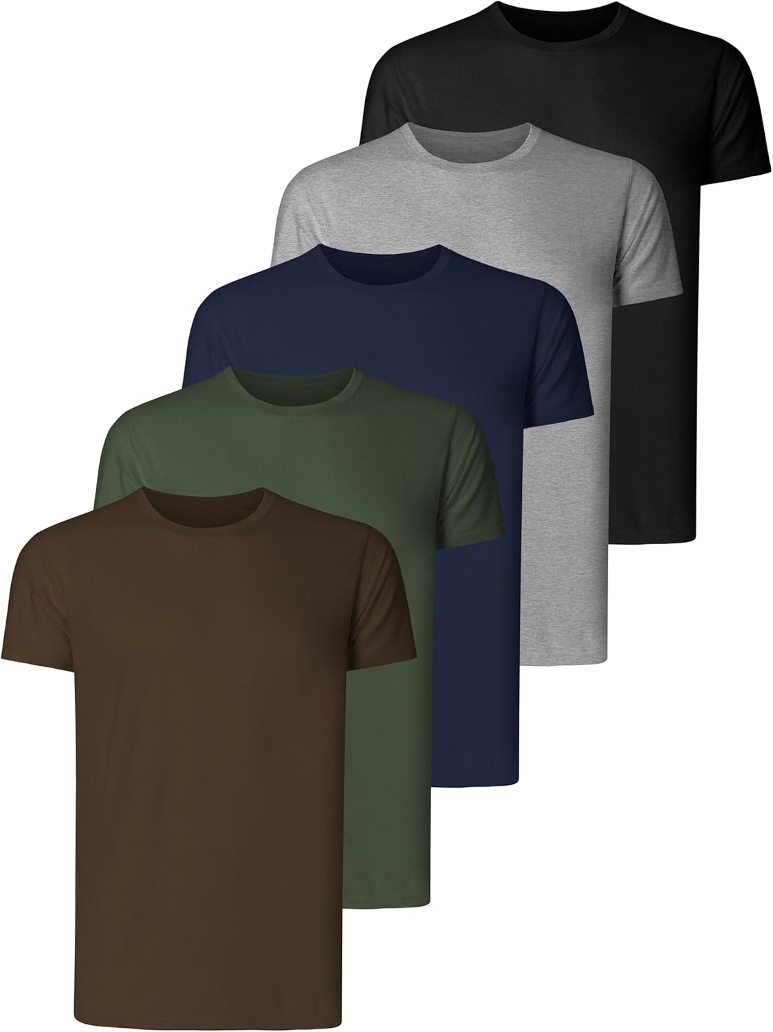 Teesmen Men‘s T-Shirts 5 Pack Short Sleeve Crew Neck UK Plain Cotton