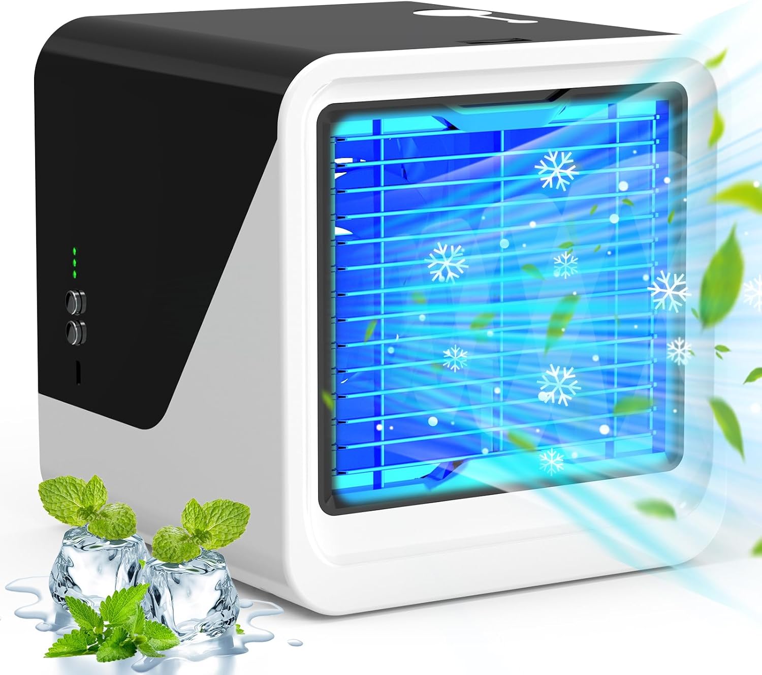 Portable Air Conditioner Small Personal Air Cooler 3 in 1 Air Conditioners, Compact Evaporative Cooler Air Humidifier, 3 Wind Speed Desktop Air Conditioner Fan, Suitable for Home & Office