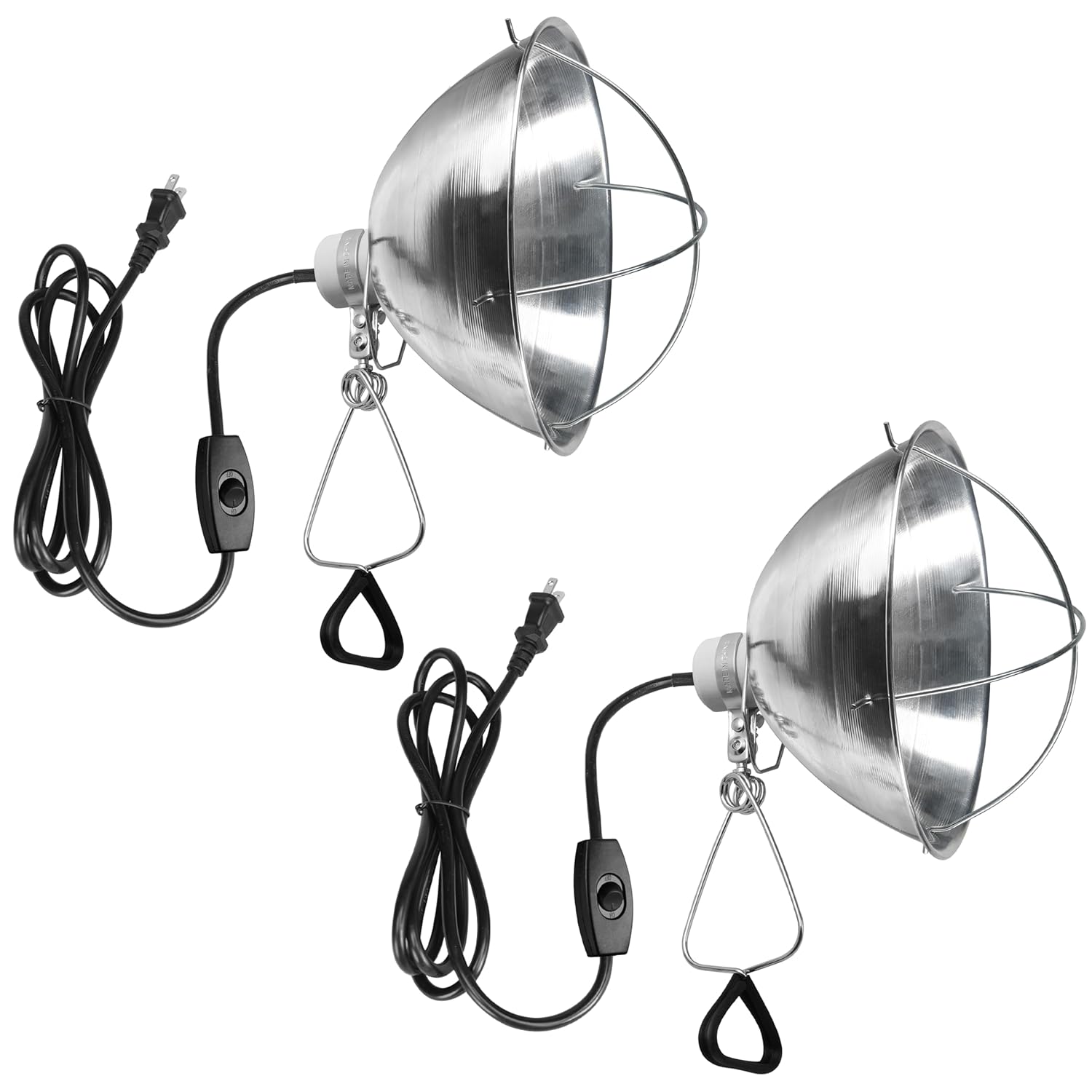 Simple Deluxe 2 Pack Clamp Lamp Light with 10.5 Inch Aluminum Reflector and Bulb Guard up to 250 Watt E26 Socket (no Bulb Included), Silver