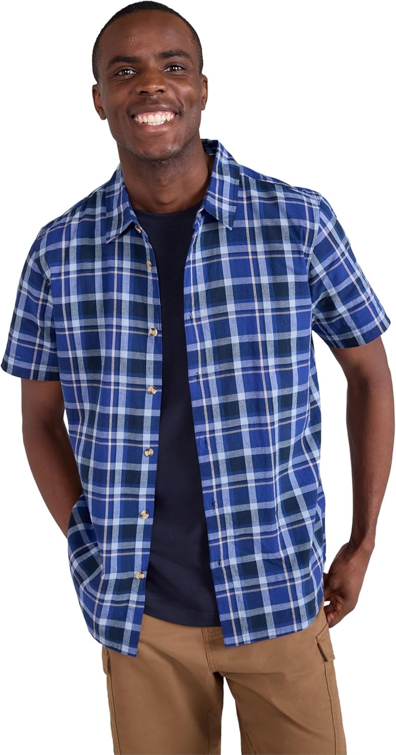 Mountain Warehouse Weekender Short Sleeved Shirt for Men - 100% Cotton, Lightweight, Breathable, Comfortable Top - Navy, S