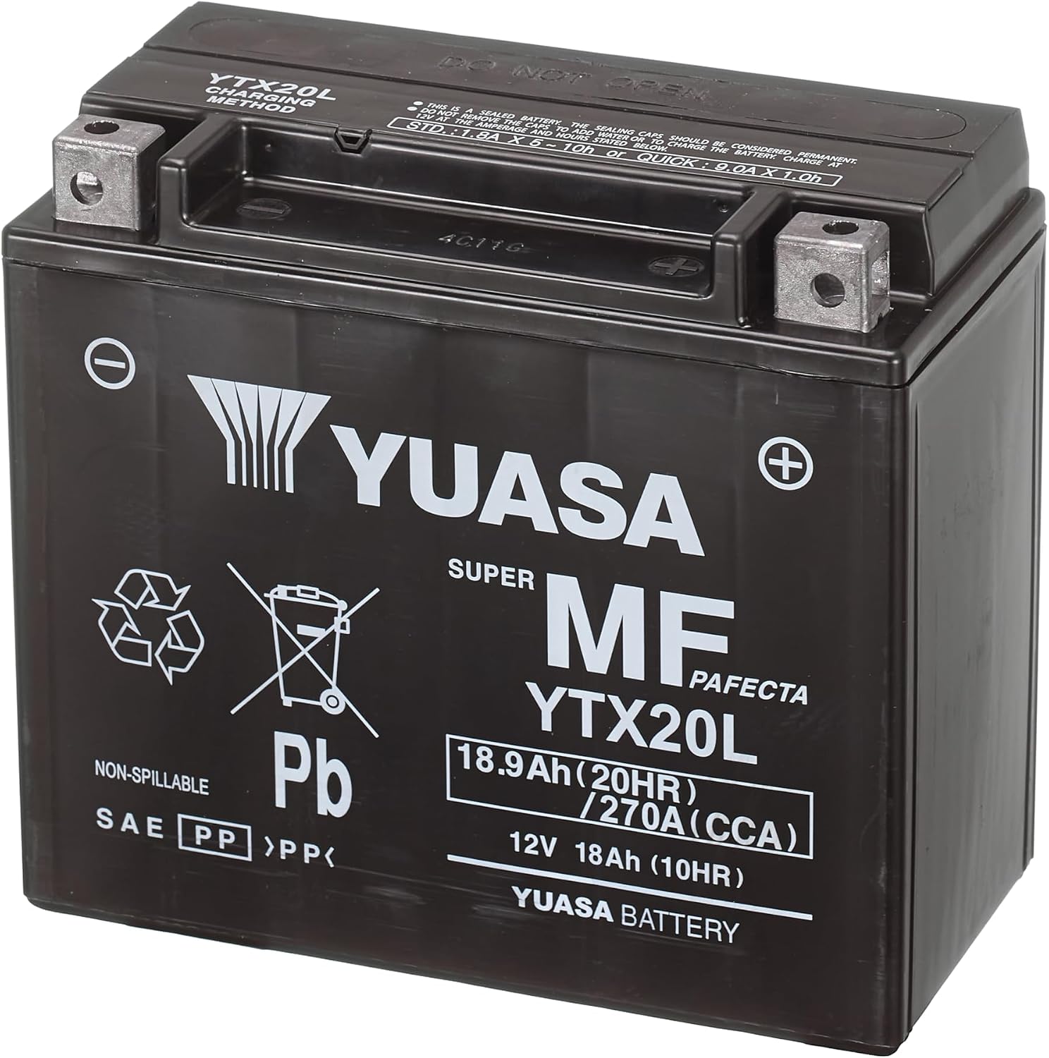 Yuasa YTX20L 12V 270 CCA Maintenance Free AGM VRLA Motorbike Battery