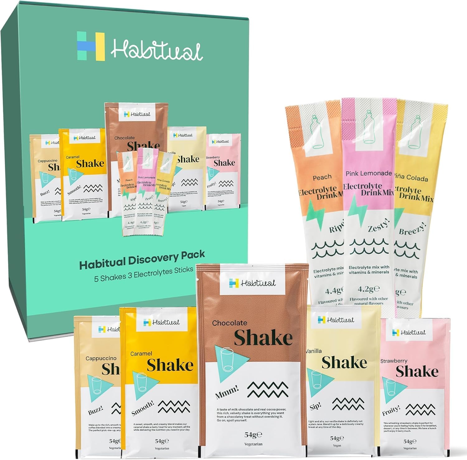 Habitual Meal Replacement Shakes & Electrolytes Bundle | 5 Shake Flavours & 3 Electrolytes | Low Calorie High Protein Shakes & Low Sugar Hydration Electrolytes | Trusted NHS Weight Loss Partner