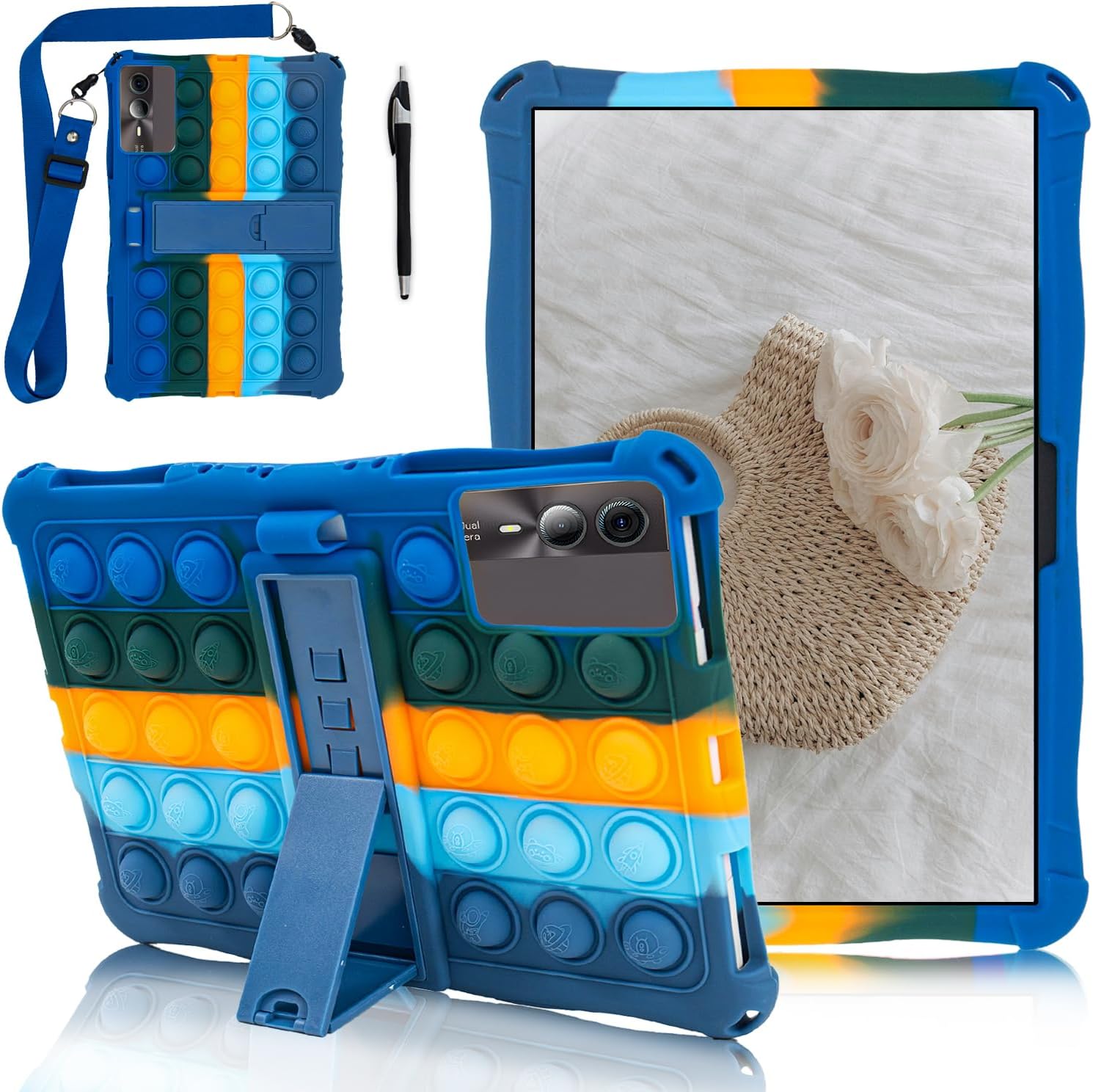 ATOOZ Universal 11 inch Tablet Case for TABWEE W90/Blackview Tab 90 Wifi/DOOGEE U11/T30 SE/T30 Pro/Honor Pad X8A/ZTE/Alpha 2024 5G Pro/Redmi Pad SE 11/Samsung Galaxy Tab S9 (Colorful Blue)