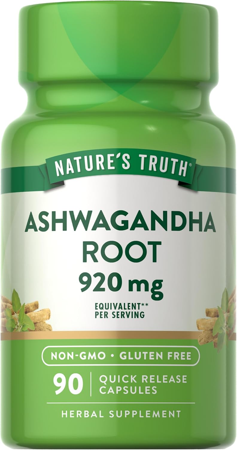 Nature's Truth Ashwagandha Supplement Capsules | 920 mg | 90 Count | Non-GMO & Gluten Free