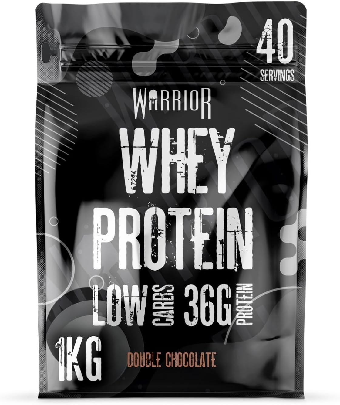 Warrior Whey Protein Powder – Up to 36g* of Protein Per Shake – Low Sugar, and Low Carbs – GMP Certified (Double Chocolate, 1kg)