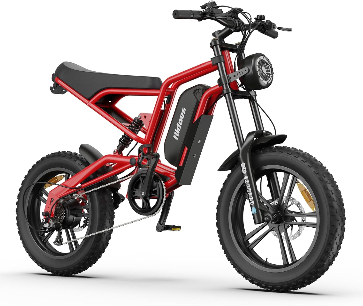 Fat Tire Electric Bike for Adults,15AH Removable Battery 80KM Range PAS Mode,Hidoes B6 Adult Electric Bicycle Up to 25Km/h,Dual shock absorption,20" x4.0 All-Terrain Tires,Shi-mano 7-Speed.