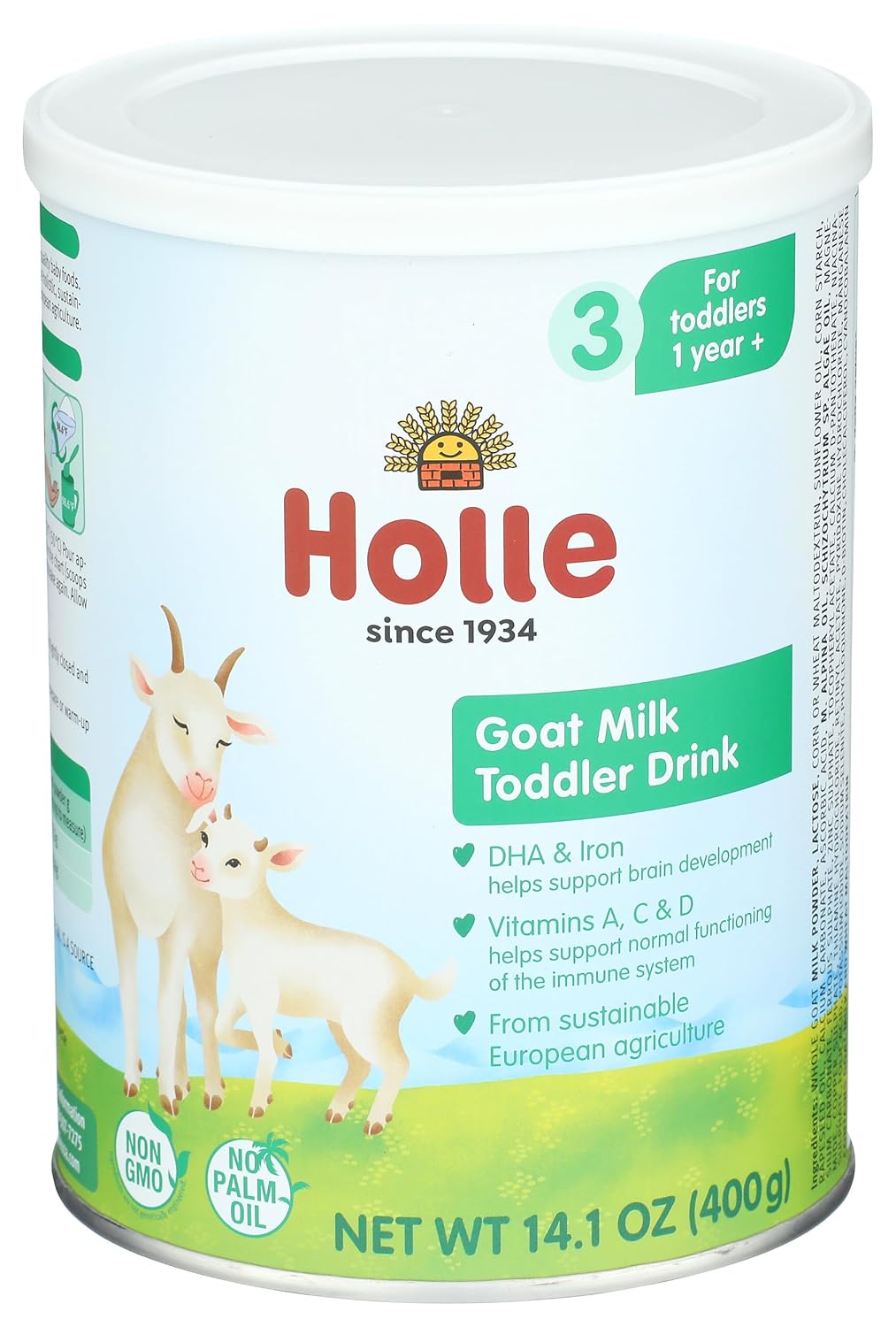 Holle Goat Milk Toddler Drink, Stage 3, 14.1 oz, 12+ Months | European Whole Goat Milk, Non-GMO, No Palm Oil, DHA, Iron & Zinc, Clean Label Project Purity Award