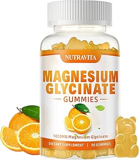 Magnesium Glycinate Gummies 1000mg with Magnesium L-Threonate,Chelated Magnesium Potassium Complex Supplement with VitD, B6, CoQ10, Calcium,Supports for Memory, Calm, Mood - 90 Gummies Orange