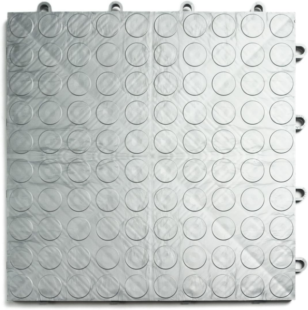 Big Floors GarageDeck Coin Pattern, Durable Copolymer Interlocking Modular Non-Slip Garage Flooring Tile (48 Pack), Alloy