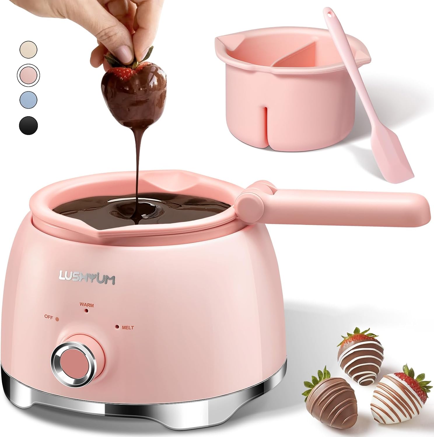 LUSHYUM Electric Chocolate Melting Pot, 4-Cup Chocolate, 2 Insert Pots
