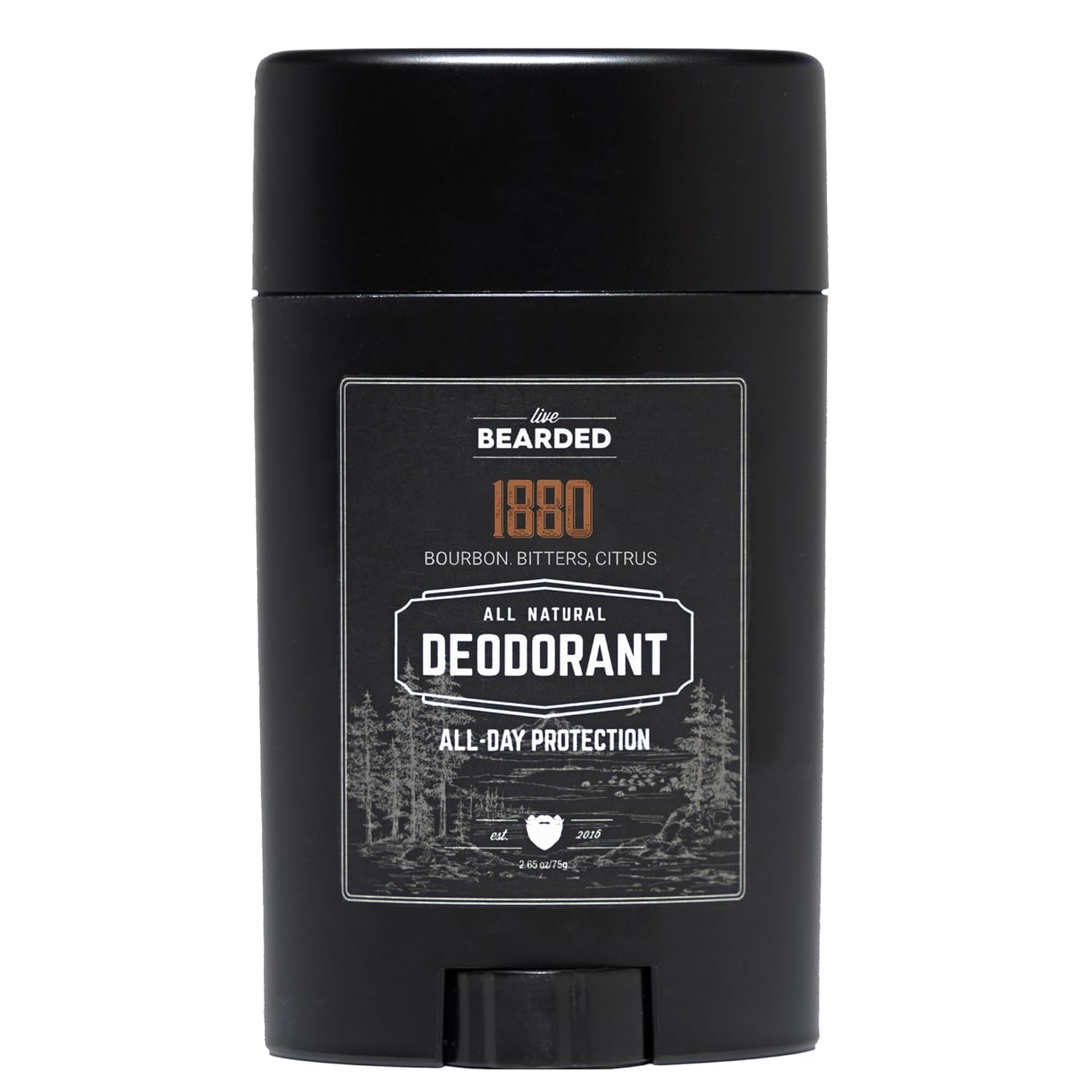 Live Bearded Men's Deodorant - Long Lasting, Aluminum Free, All Natural, Activated Charcoal Deodorant for Men, Travel Size - 1880, 1 Stick