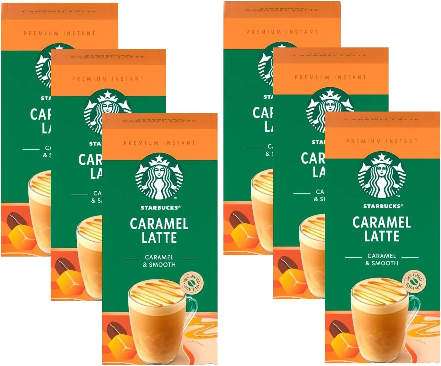 Starbucks Caramel Latte Premium Instant Coffee, 5 Sachets, (Pack of 6, Total 30 Sachets)
