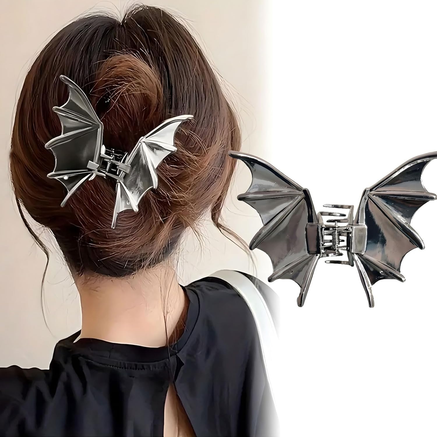 Y2K Punk Gothic Bat Wing Hair Claw Clip - Metal Hair Clip, 1Pcs for Thin Thick Hair, Punk & Y2K-Style