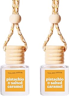 COOLGIRLCANDLES Pistachio Salted Caramel Hanging Car Air Freshener and Essential Oil Diffuser - Automobile Aromatherapy Diffuser Bottle