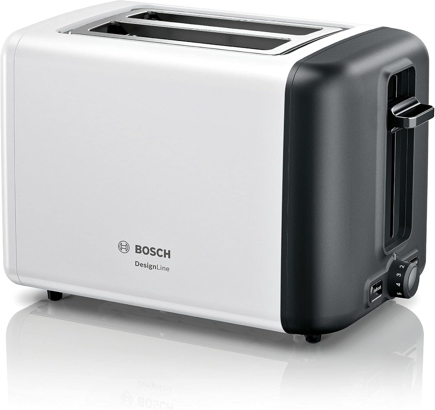 Bosch TAT3P421GB DesignLine Toaster, Stainless Steel, 970 W, White