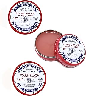 C.O. Bigelow All Purpose Salve Lip Balm Tins, Rose Salve Pack of 3 for Chapped Lips & Dry Skin - Moisturizing Lip, Cuticle 0.8 oz each