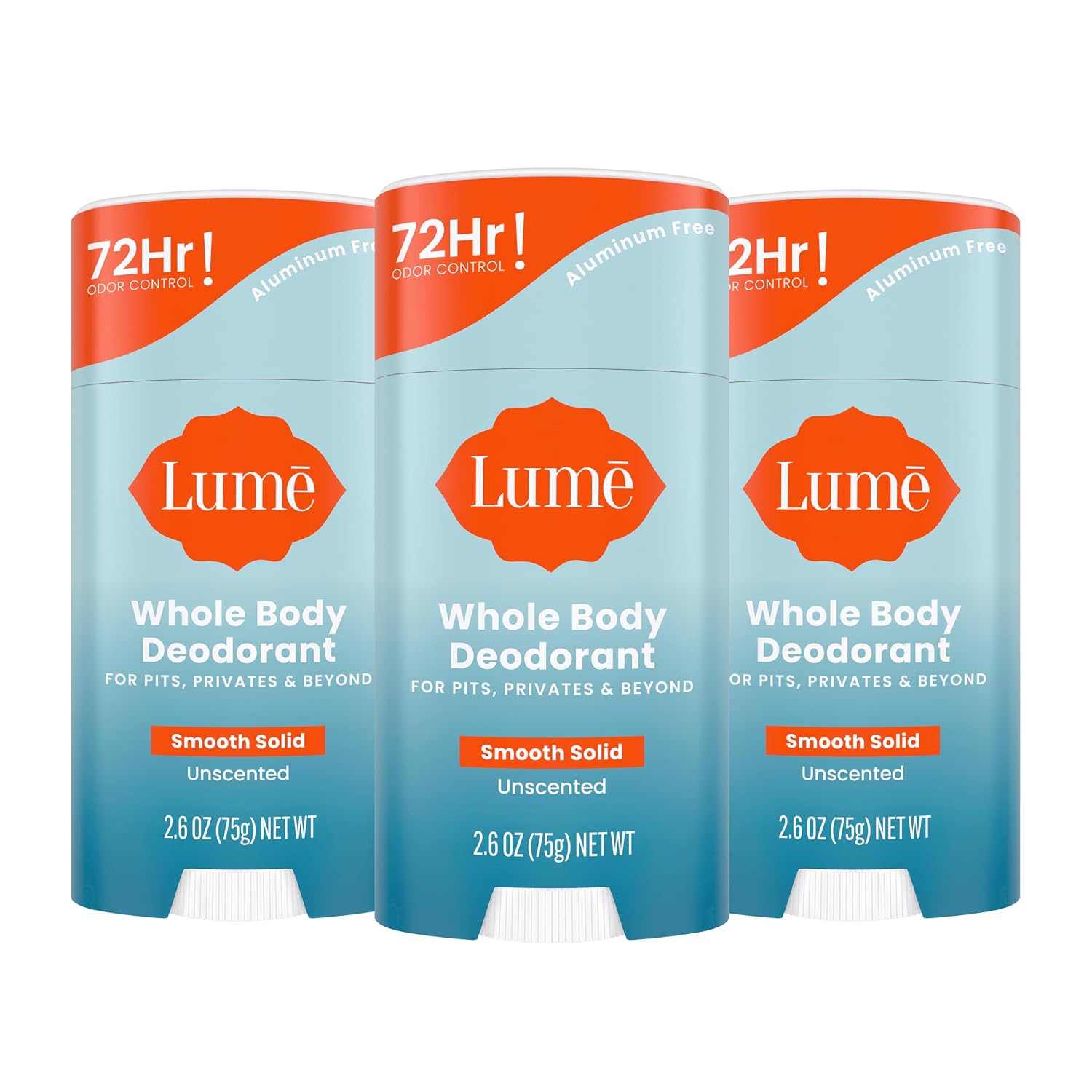 Lume Whole Body Deodorant - Solid Stick - 2.6 oz, 3 pk (Unscented)
