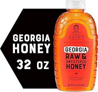 Nate's Georgia 100% Pure, Raw & Unfiltered Honey, 32 oz. Squeeze Bottle - All-natural Sweetener