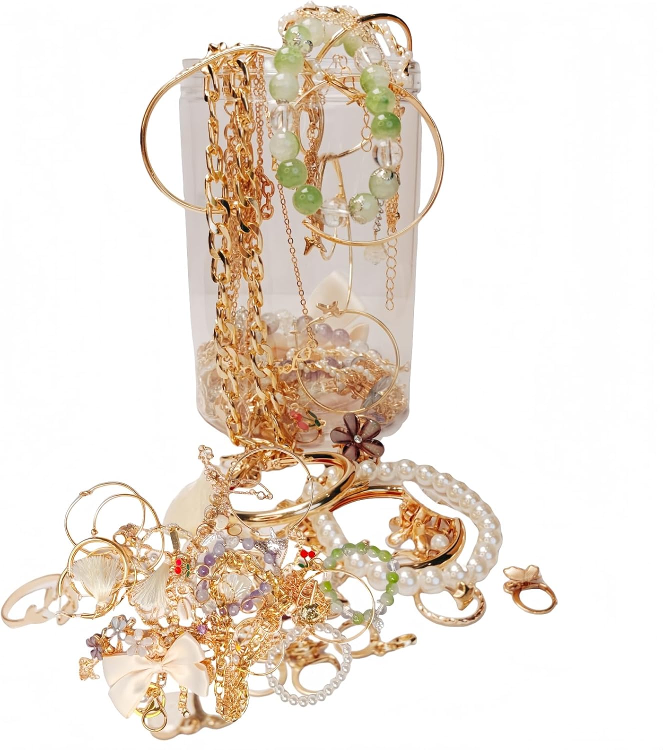 45-55 Pieces Mystery Jewelry Jar, Surprise Jewelry Box for womenMystery Earrings & Necklace Unboxing Kit with Unique Designs, Unique Birthday Gifts for Women