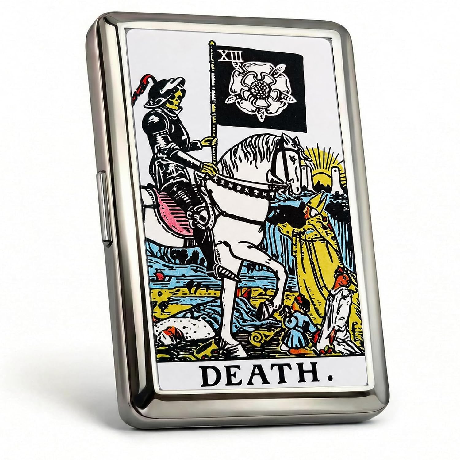 Vintage - Style Versatile Card & Cash Case Art Deco Design Metal Wallet with RFID and Holds King Size / 100s Women and Men Easy Snap Business Card Box for Credit Cards Cash Id Business Cards