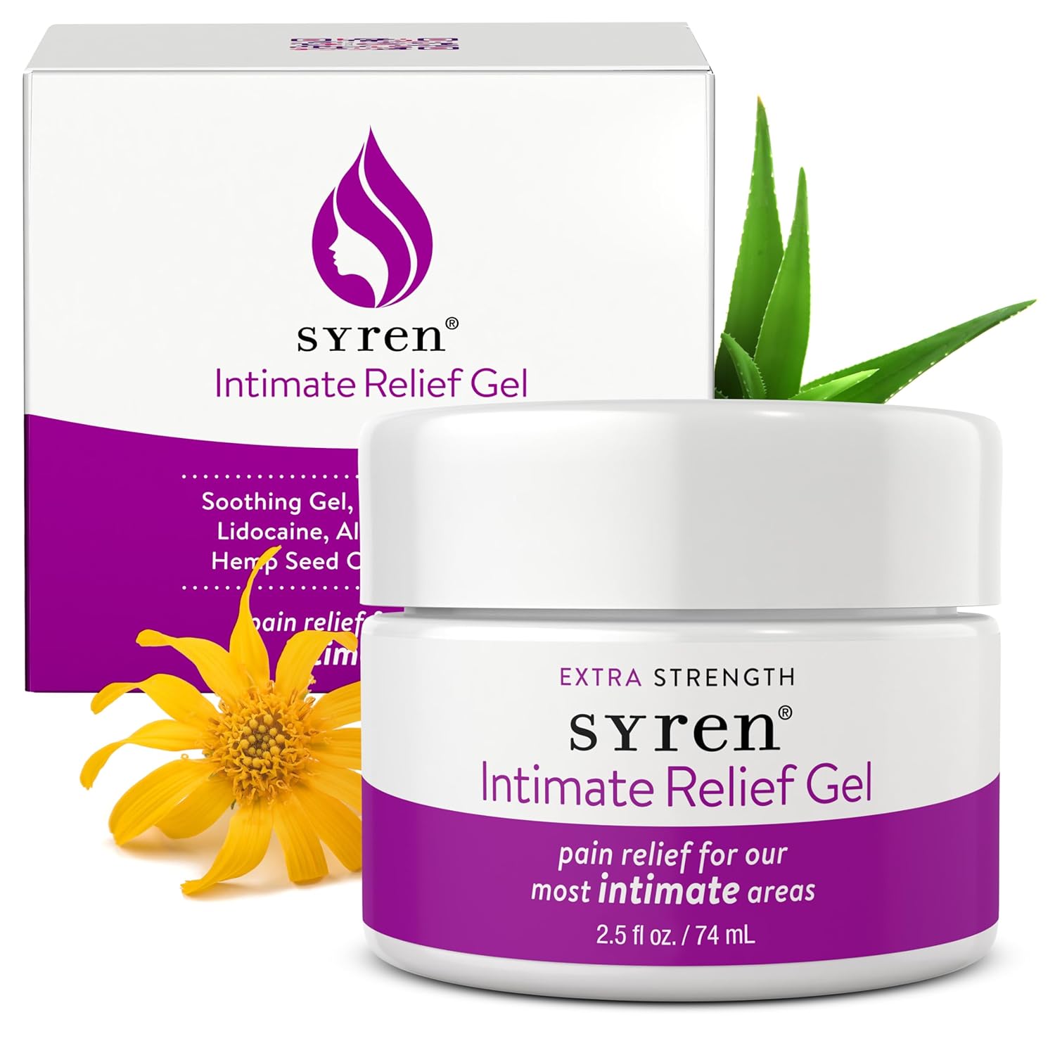 Syren Intimate Relief - Intimate Pain Relieving Gel - Relieves Vulva Pain, Throbbing, Spasms, Vaginal Dryness, Itching, Burning, Redness, Irritation— 2.0 OunceJar