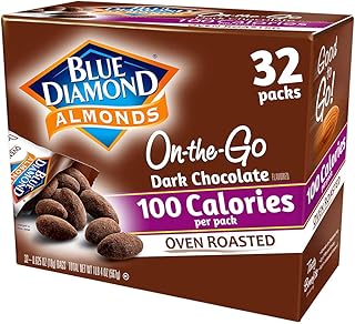 Blue Diamond Almonds Dark Chocolate Cocoa Dusted Snack Nuts perfect for On-the-go Snacking, School, Gym, and Kids, 100 Calorie Packs, 32 Count