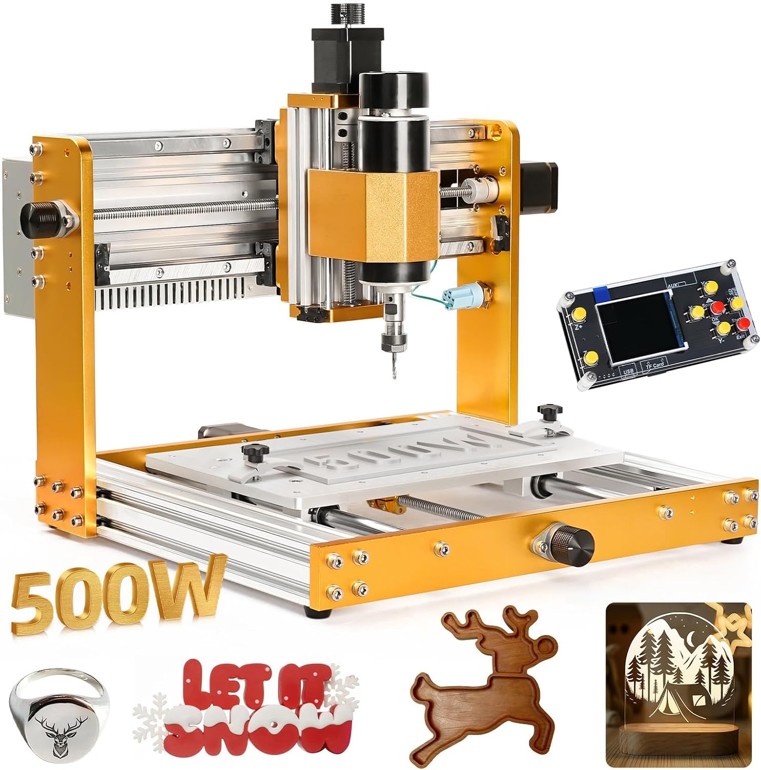 Lunyee 3018 Pro Ultra CNC Milling Machine, 500W All Metal Milling Machine, Improved 3-Axis Engraving Machine Limit Switch and Emergency Stop with GRBL Offline Control for Metal, Wood, Acrylic, PCB-MDF