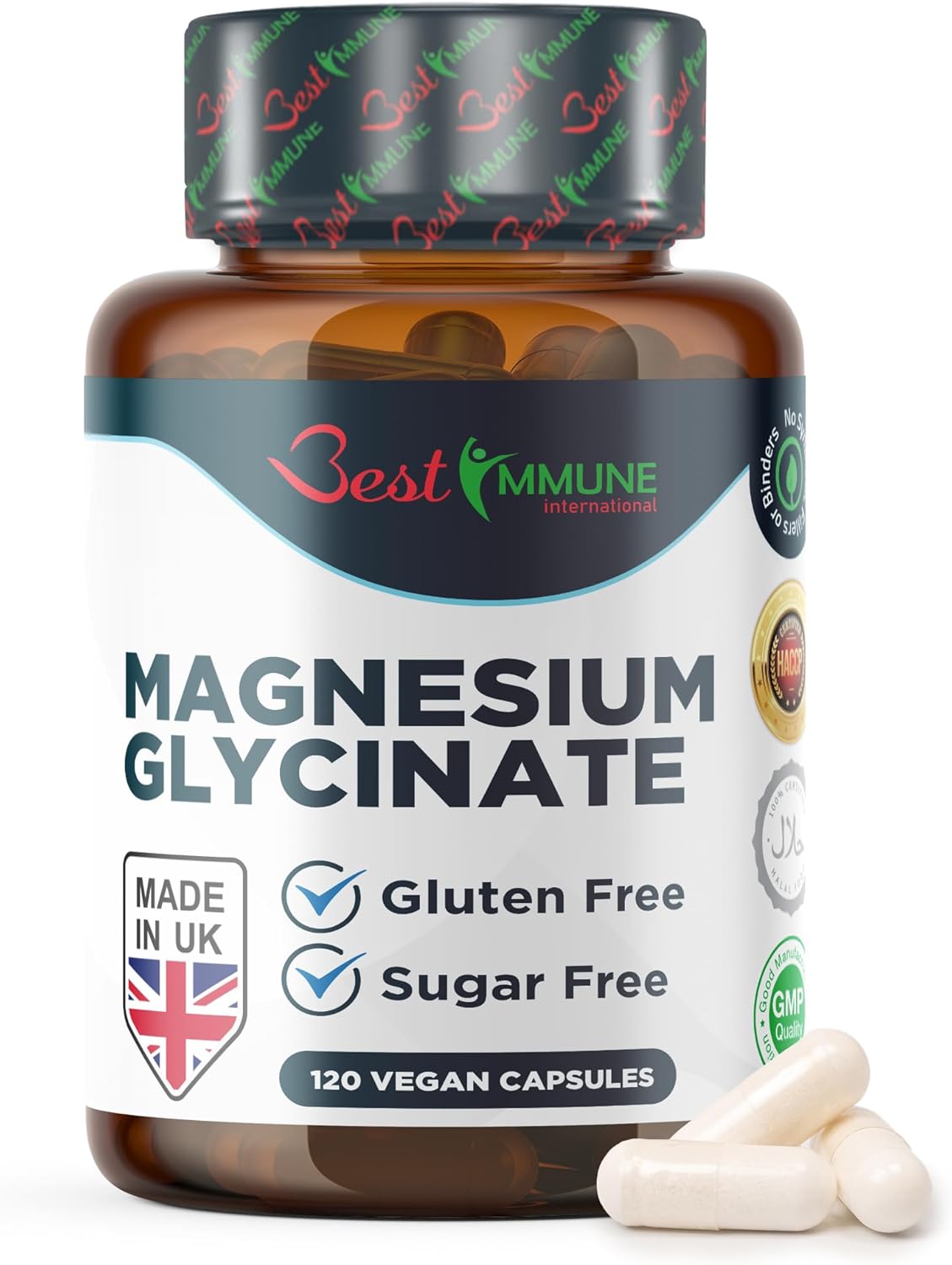 Best Immune, Magnesium Glycinate 1000mg per Serving - High Strength Magnesium Supplement for Absorption Bioavailability - Ideal for Energy Wellness, 120 Vegan Capsules