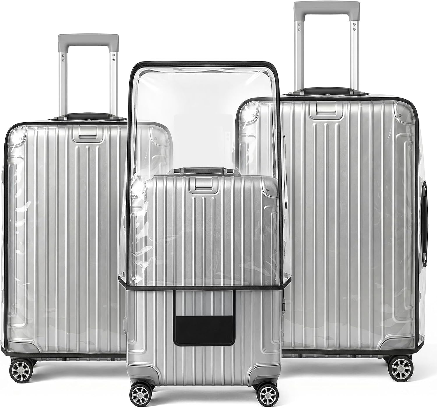 T Tersely 3 Pieces Luggage Cover Protectors, for 22 26 30 inch luggage Clear PVC Suitcase Cover Set,Waterproof Suitcase Protective Covers for Tsa Approved for Travel
