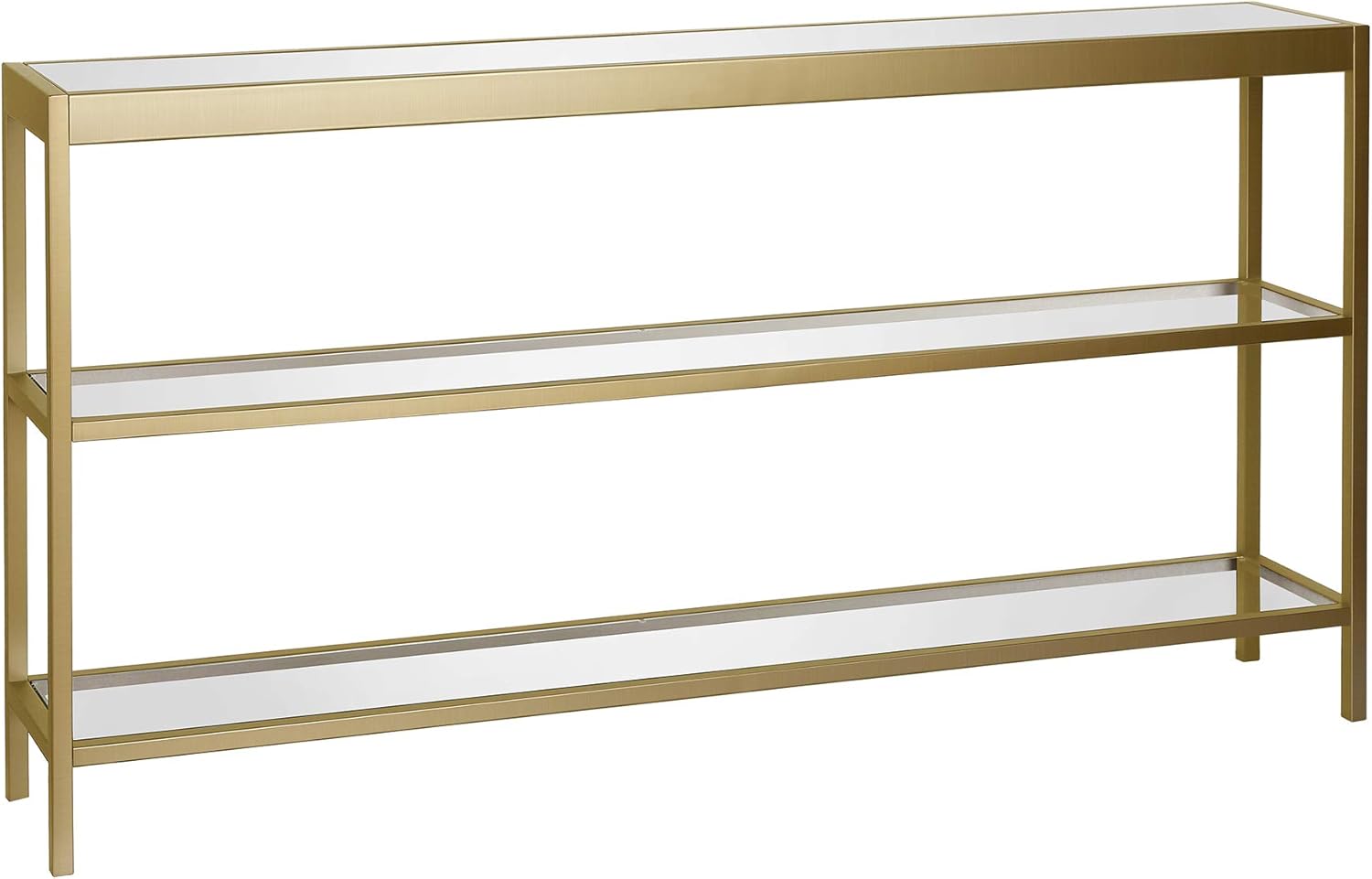 Henn&Hart 55" Wide Rectangular Console Table in Brass, Entryway Table, Accent Table for Living Room, Hallway