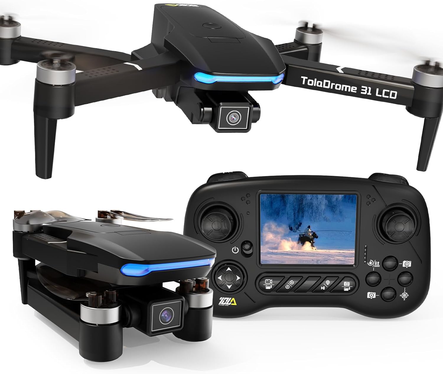 TD31LCD Drone with LCD Screen, Digital Image Transmission, Drone with Camera Brushless Motor Drones for Beginners, Foldable RC Quadcopter for Adults
