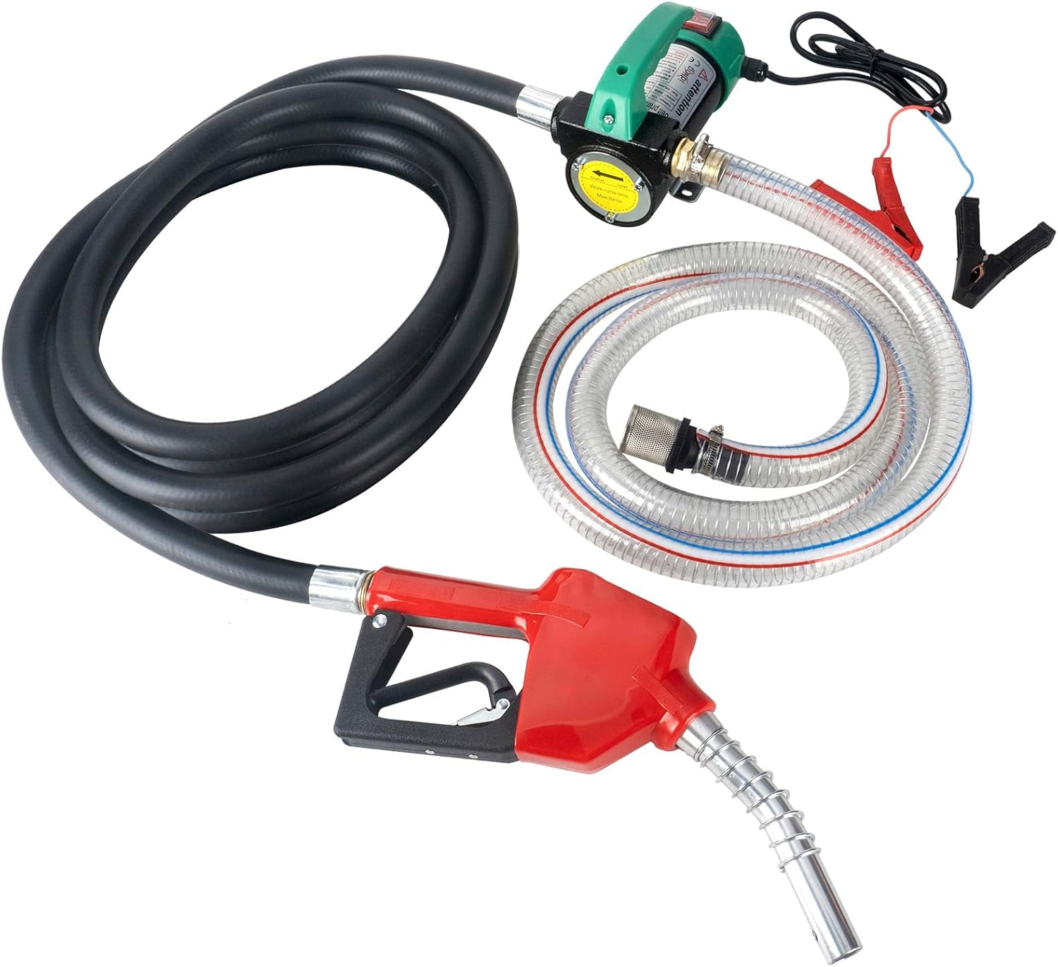 12V 260W Diesel Transfer Pump Kit 45L/min Fuel Transfer Pump with Auto Shut-off Nozzle and Hoses, Oil Transfer Extractor Pump With Copper Motor