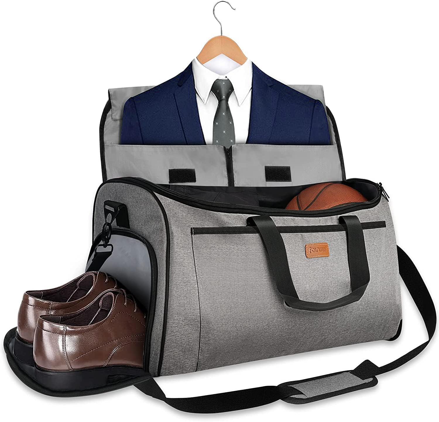 FAIRWIN Garment Bags for Travel, Suit Bag Convertible 2-in-1 Waterproof Hanging Duffle Bag for Men & Women with Shoes Compartment 60L