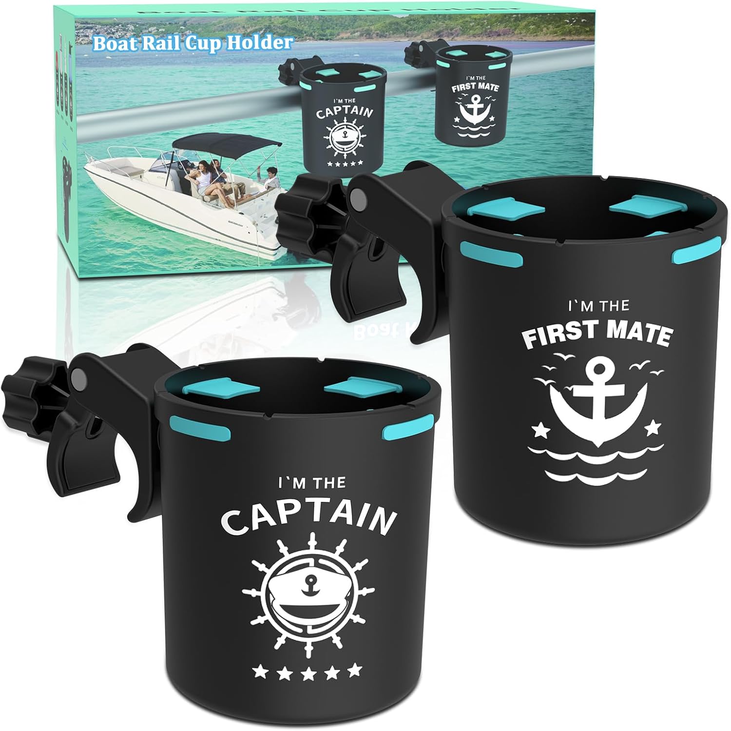 Marine Boat Rail Cup Holder, No Drilling Install On Bimini Top Conver Rail Or Pole, Grip Rail, Grab Bar, Boat Gifts for Boat Lover, Cup Holder for PWC, Jet Ski, Seadoo