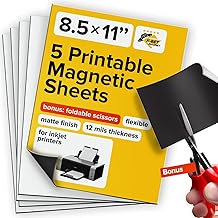 Printable Magnetic Sheets - Each 8.5” x 11” - Flexible Magnet Sheets Non Adhesive for Photo and Picture Magnets - Matte Printable Magnetic Paper for Cars, DIY and Crafts