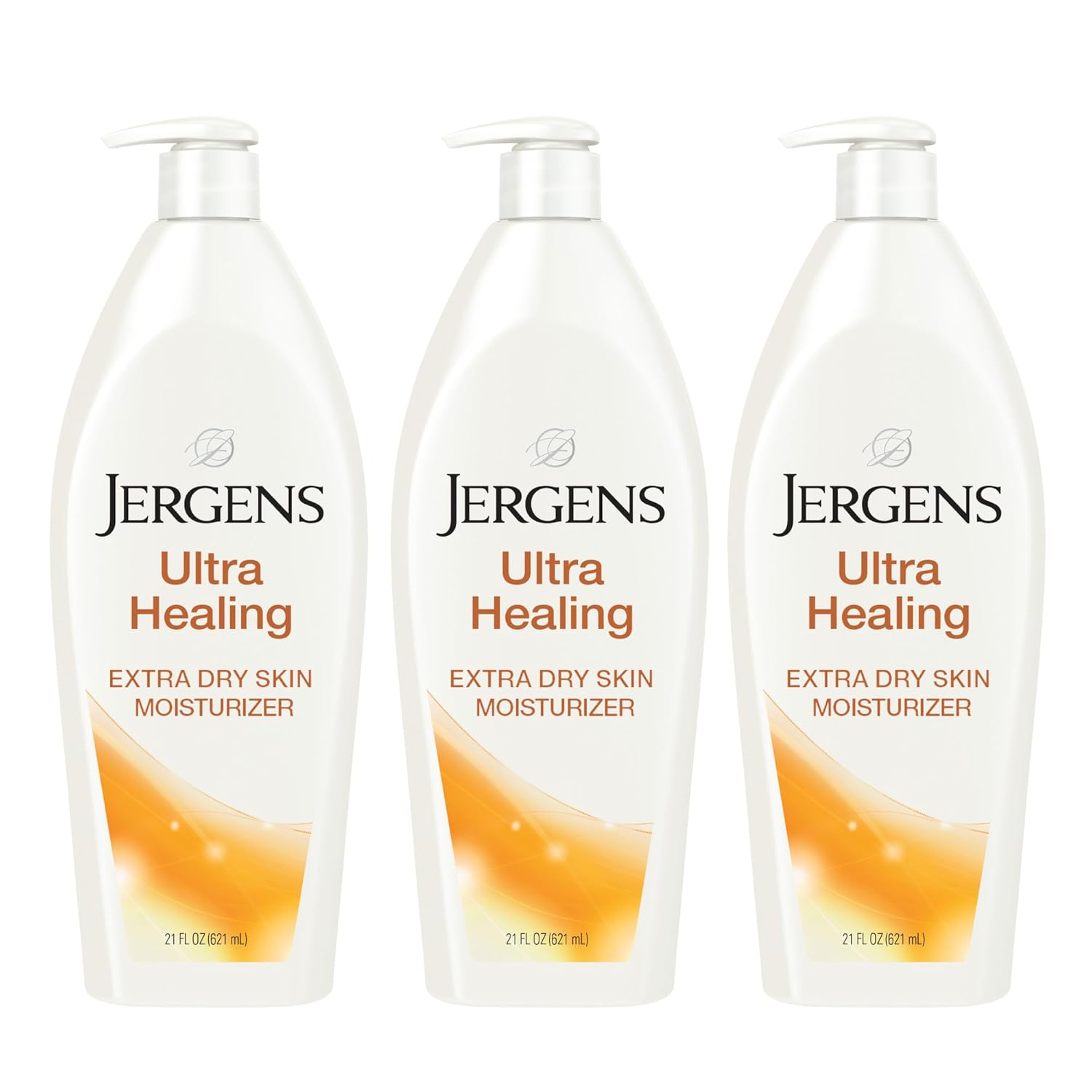 Jergens Ultra Healing Dry Skin Lotion, Hand and Body Moisturizer for Quick Absorption into Extra Dry Skin with Hydralucence Blend, Vitamins C, E and B5, White, 21 oz, Pack of 3